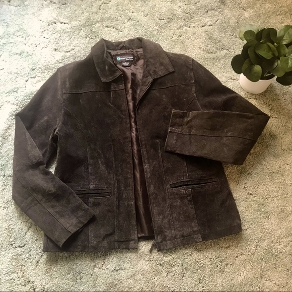 COOLWEAR Leather Jacket, Brown Leather Jacket, Bomber Jacket, Zip Up, Large - Picture 3 of 16